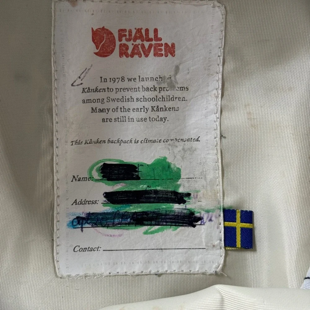 Fjallraven Kanken Mini Blue Fable Print Mini Backpack Shoulder Strap Handle